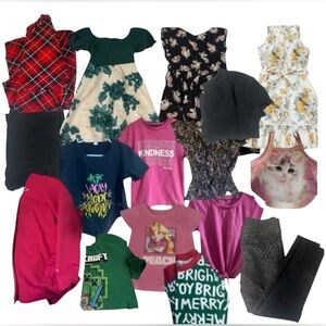 GIRLS CLOTHING BUNDLE 4/5 DRESS SHIRT CHRISTMAS PJS MINECRAFT PRINCESS PEACH